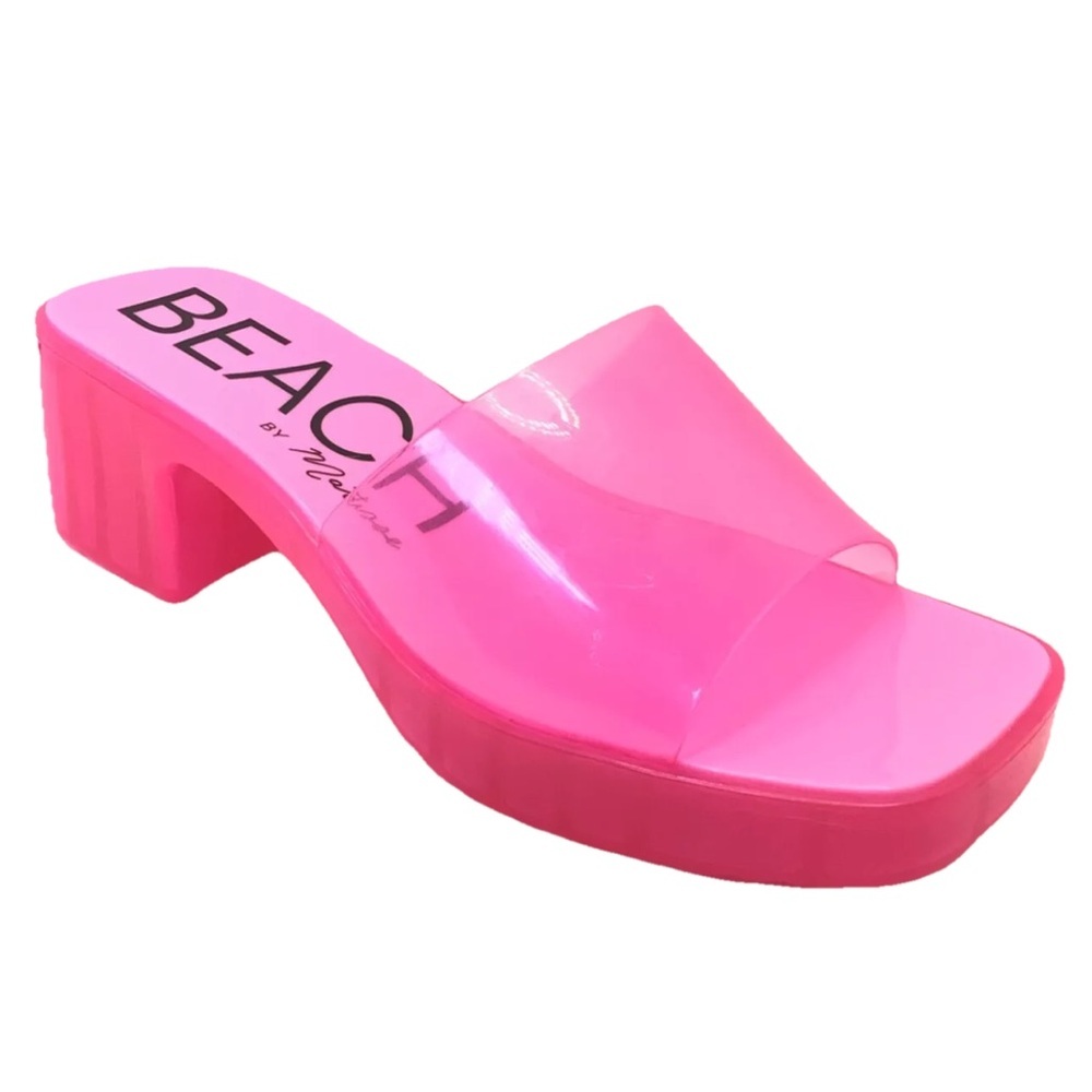 BEACH by Matisse Womens Wade Pink Block Heel Slip-On Jelly Sandal Choose Size